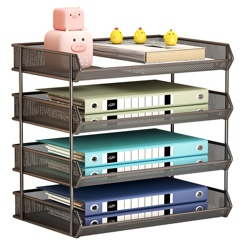办公桌置物架文档收纳盒办公用品文档架桌面书架多层文档框文档夹