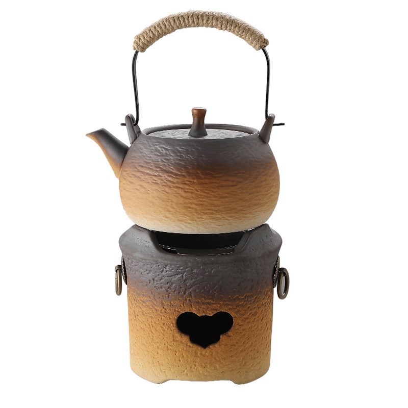 粗陶明火煮茶炉2024新款炭火炉子户外围炉煮茶专用茶壶茶具侧把壶