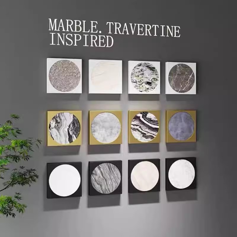 石材色板色板上墙展架小样橱柜门板色板石英石铝扣板生态板展示架