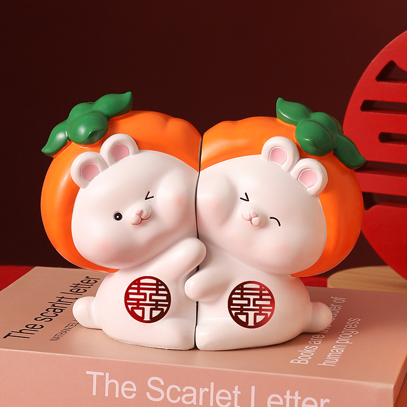 新婚礼物送新人新娘结婚客厅婚房A布置装饰品好柿成双送闺密订婚