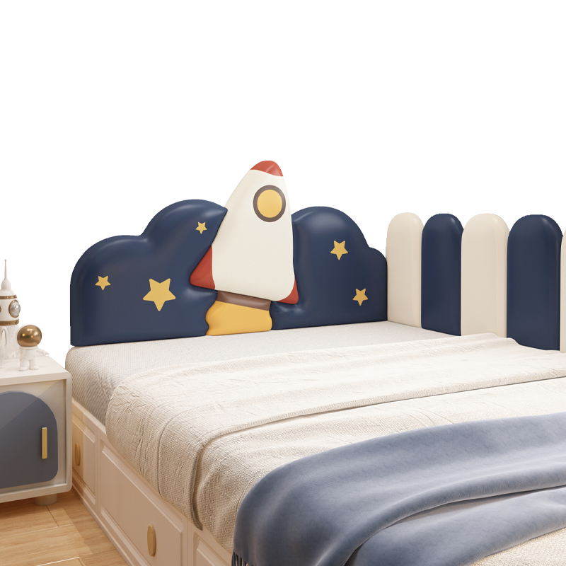 儿童房榻榻米墙围软包男孩太空床头软包靠背垫防撞贴护墙挡板定制