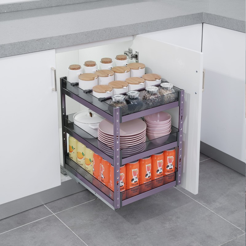 厨房橱柜拉篮玻璃窄柜开门抽屉式调味篮迷你调味料篮小尺寸底轨道