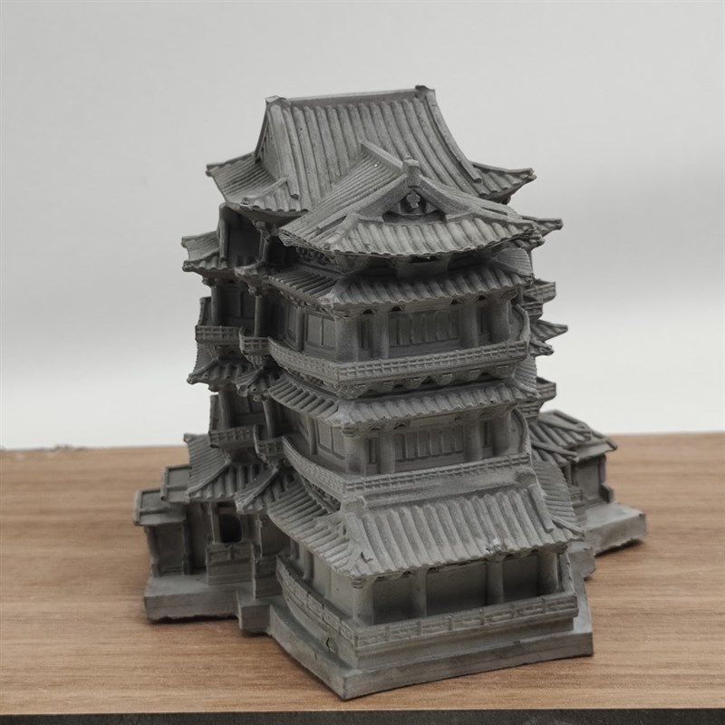 水泥国风古代建筑滕王阁模型家居水族鱼缸微景观假山装饰造景摆件