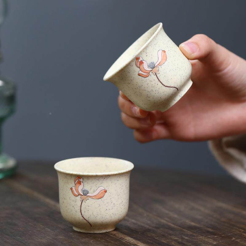 宜紫砂杯201097客杯手工泥绘中式茶杯温润白段玉功夫小茶具杯兴品