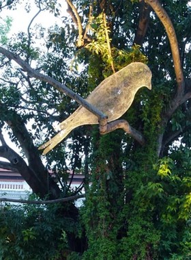 户外不锈钢镂空布谷鸟o雕塑铁艺网格动物仿真小鸟摆件售楼草坪装