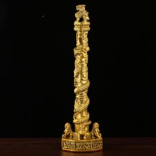 黄铜中黄华柱柱华表摆件饰华343表柱摆件铜办公室摆件龙家居品