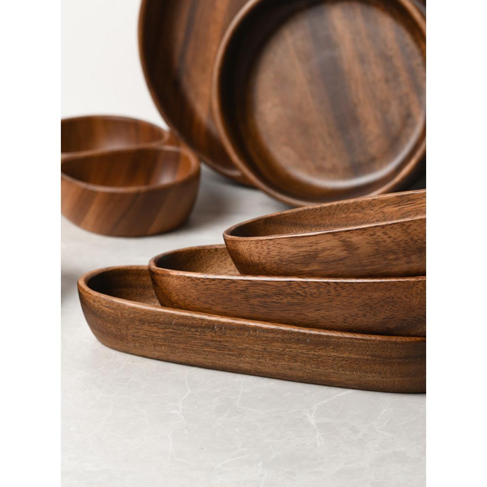 实木水沙拉碗意木质复创F96959JM古餐具家功用干果深托盘多果能收