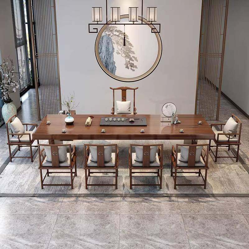 椅茶桌茶座一套新中式木家BJP用客厅公司接待茶室台办公大实板泡,商业/办公家具,茶台/茶桌,淘宝优惠券,粉丝福利购,淘宝优惠卷