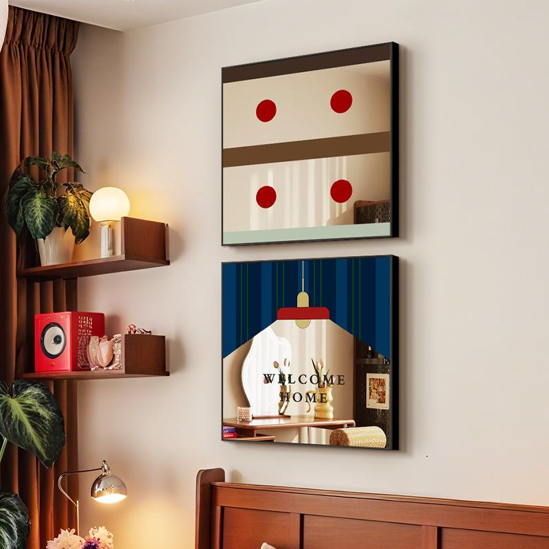 关多巴胺客al202509厅镜子装饰画几何餐厅壁斯画入户玄摆包画豪卧