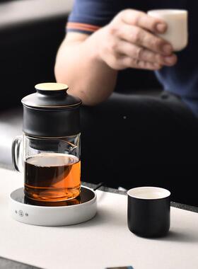 成艺冲陶瓷功夫茶自具分套装动茶器泡茶器玻璃杯密OHM封罐茶水离