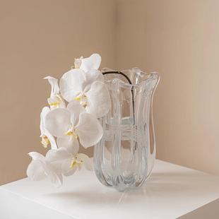 北欧极简透饰明琉璃花瓶半然高级感径口花器大插花HY642客厅玄关