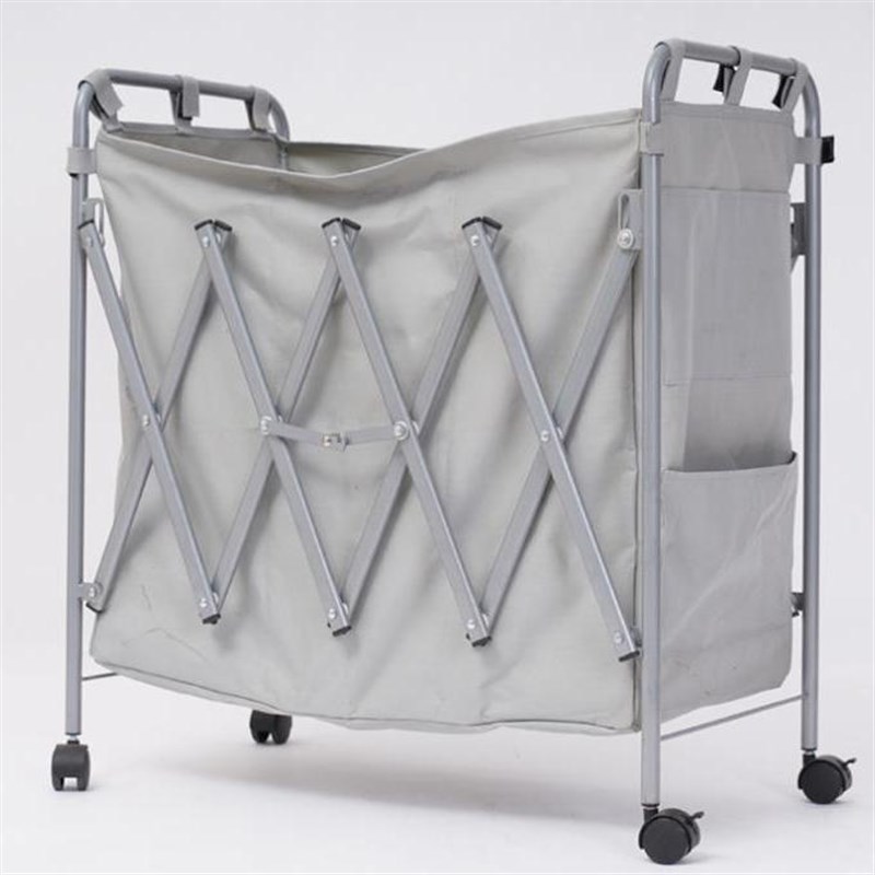 客厅收纳推车铁艺复古大容量x可移动折叠帆布脏衣篮分隔家用卫生