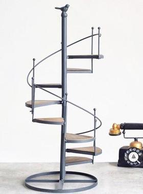 欧式铁楼梯花落地式旋转多层艺梯小95105鸟式置物架阳台架客厅花