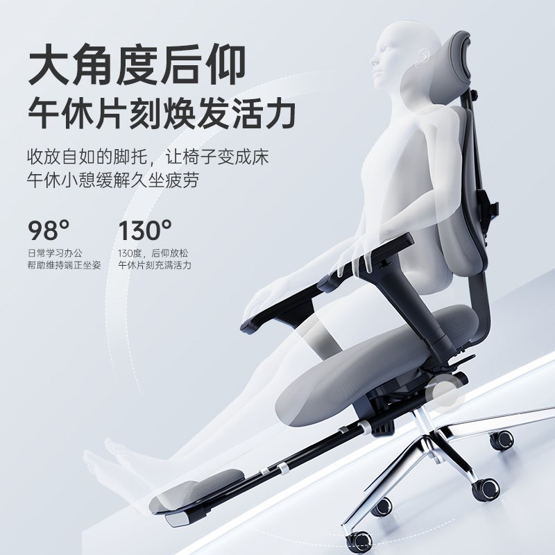 【国补15%】普格l瑞司08BH人体工学办公椅家用护腰久坐舒适学生椅