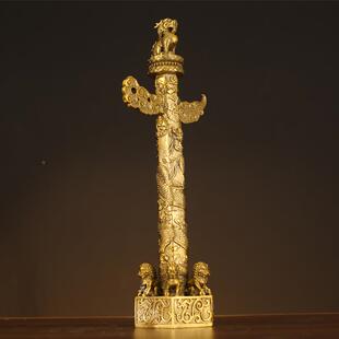 黄铜华表摆件精ZOL华致表柱摆办中华柱龙柱黄铜现代家件居公室摆