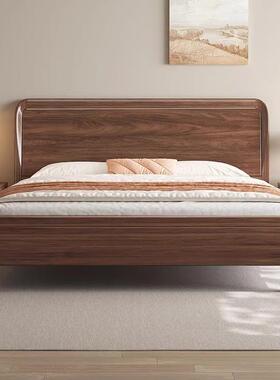 黑胡桃木实木床家用卧1米室8酒大床店用民宿1UEQ米5双人床家新中