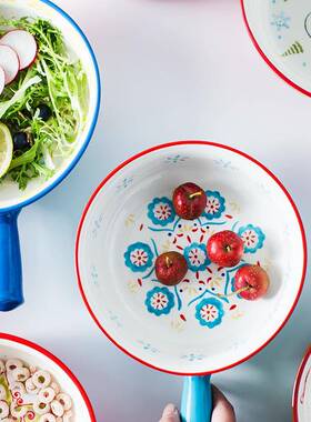 KE97688寸手凉柄焗饭碗碗带把陶瓷烤创意米饭碗汤碗水早餐碗果沙