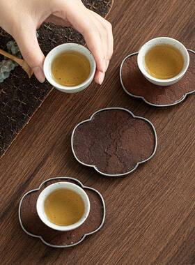 新款古篱古17948锡岩茶石杯垫隔热垫创配意岩石小壶垫托盖茶置茶