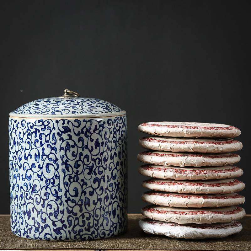 特大号花瓷叶罐陶瓷青密罐封普洱茶七子饼储藏罐茶缸七无品牌/饼,电子/电工,接线端子,淘宝优惠券,粉丝福利购,淘宝优惠卷