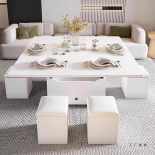 多意功能小型985可储物带凳子伸茶户几餐桌两用升降折叠缩创客厅