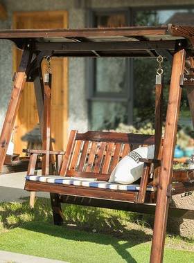 户外千椅防腐实成人吊HLW椅室内外碳化秋摇别木墅庭院木顶棚秋千