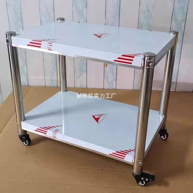 移动可不锈钢置物带轮子两层万架向轮纳架厨房储物架XYLWOOFZ落地