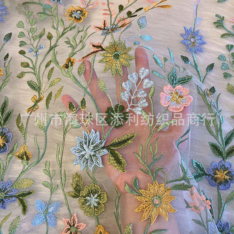 2025新款面立体植物花卉刺PZ532绣蕾丝料婚纱礼服装手工di网纱饰