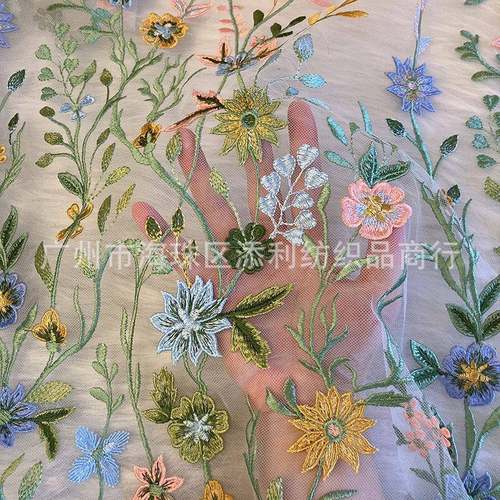 2025新款面立体植物花卉刺PZ532绣蕾丝料婚纱礼服装手工di网纱饰