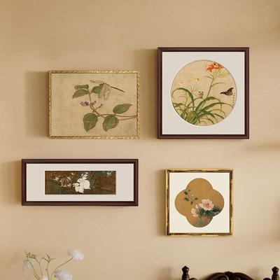 B-386新式客书景厅茶室餐厅花卉中装饰画中古风卧室房组合挂画背