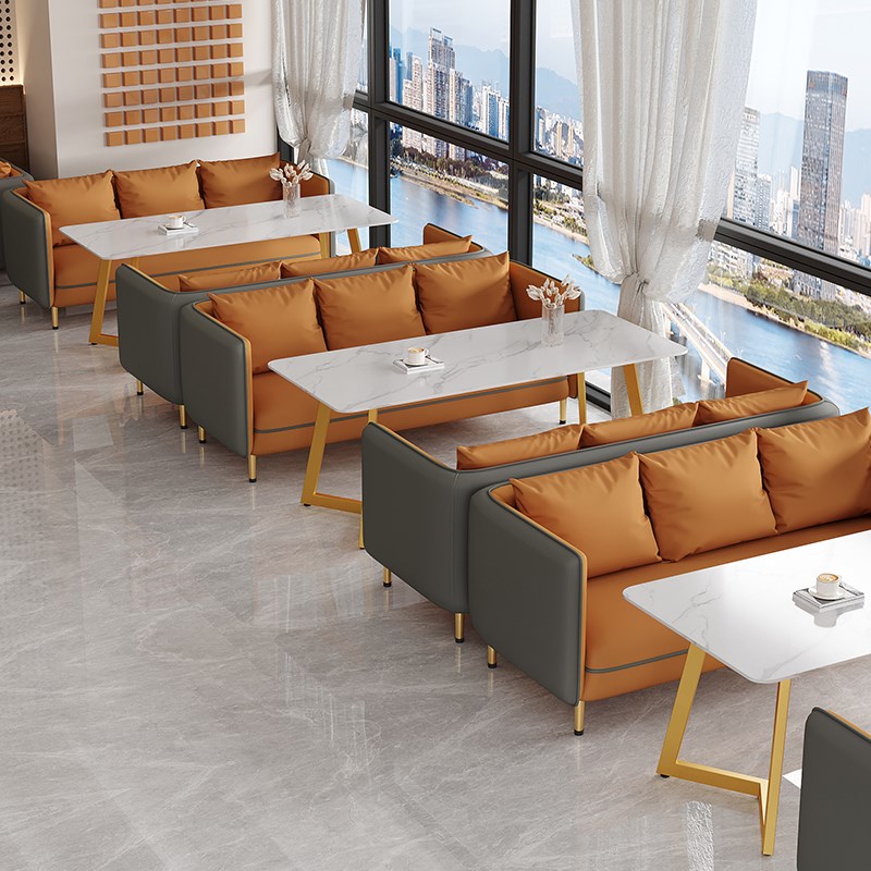 北欧茶楼餐厅U型卡n座沙发休闲洽谈商用音乐餐吧奶茶店咖啡厅桌椅