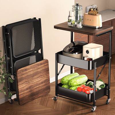 中古小推架车置物架落地零食收纳可ELM折叠储几物架床头柜发边茶