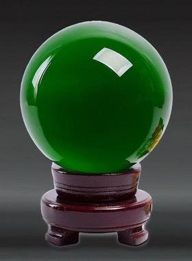 大号绿色水晶玻璃球摆件家居书房桌面装饰品客厅书房开业乔迁礼品