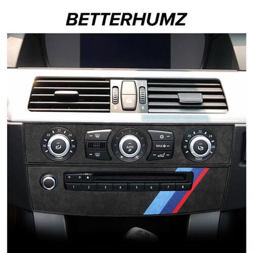 适用于宝马老5系改装中控台空调CD面板装饰贴 E60翻毛皮内饰面板