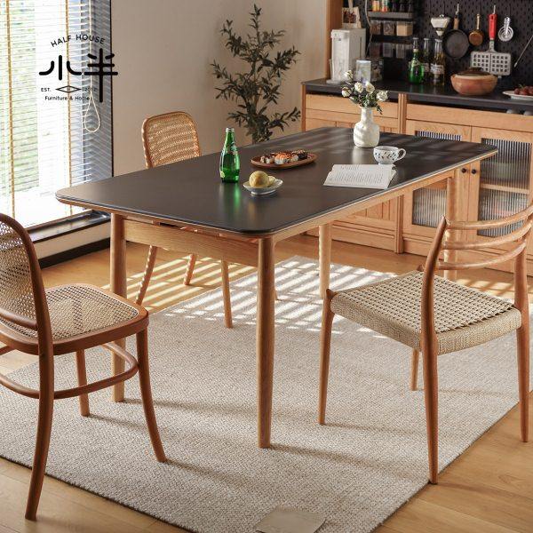 小半家具北欧实木岩板餐桌日式樱桃木家用大长桌小户型大理石餐桌,住宅家具,岩板餐桌,淘宝优惠券,粉丝福利购,淘宝优惠卷