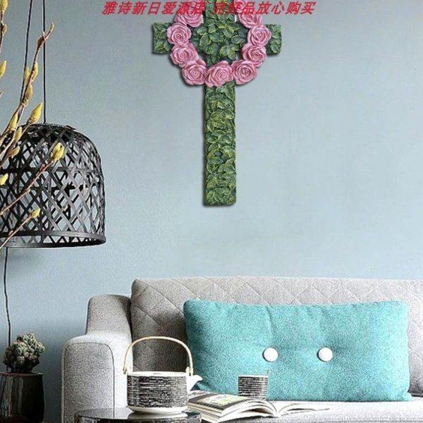 沙发背景墙十字架壁挂装饰墙面饰品花环挂件树脂雕塑工艺品礼品,家居饰品,壁饰,淘宝优惠券,粉丝福利购,淘宝优惠卷