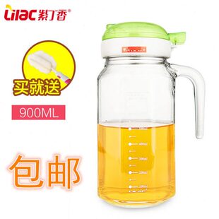 紫丁香900ml 大号加厚玻璃防漏油壶酱油瓶醋瓶厨房定量控油瓶包邮