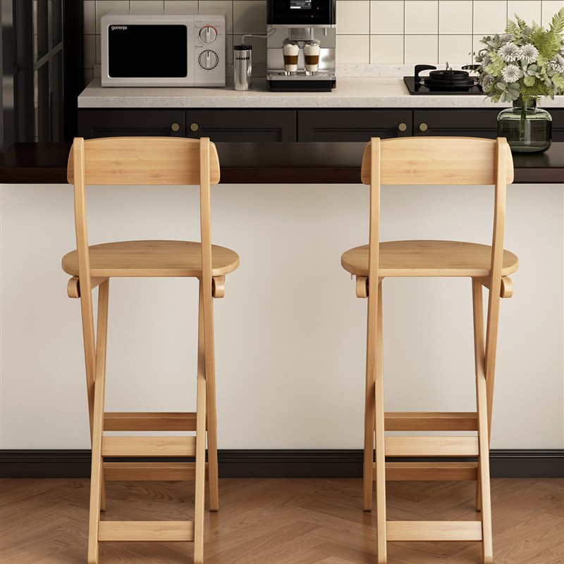家用餐台高脚凳免安装可折叠坐凳座F椅餐桌椅子靠背实木日式吧台