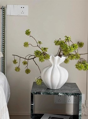 法式大花瓶侘寂白色高级感摆件餐桌家K居中古风覆古艺术花器