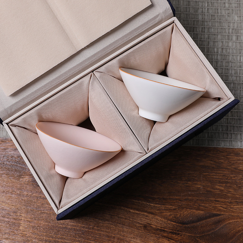 玉汝瓷斗笠杯陶瓷m主人杯单杯茶碗杯子高端情侣对杯茶盏开片可养