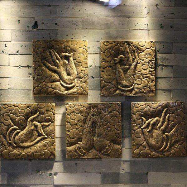 中式招财佛手壁饰复古中国风禅意挂件家居装饰品门厅玄关背景墙饰