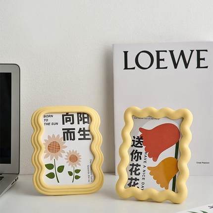 奶油风创意相框摆台6寸六寸亚克力照片画框办公室桌面装饰品华庚