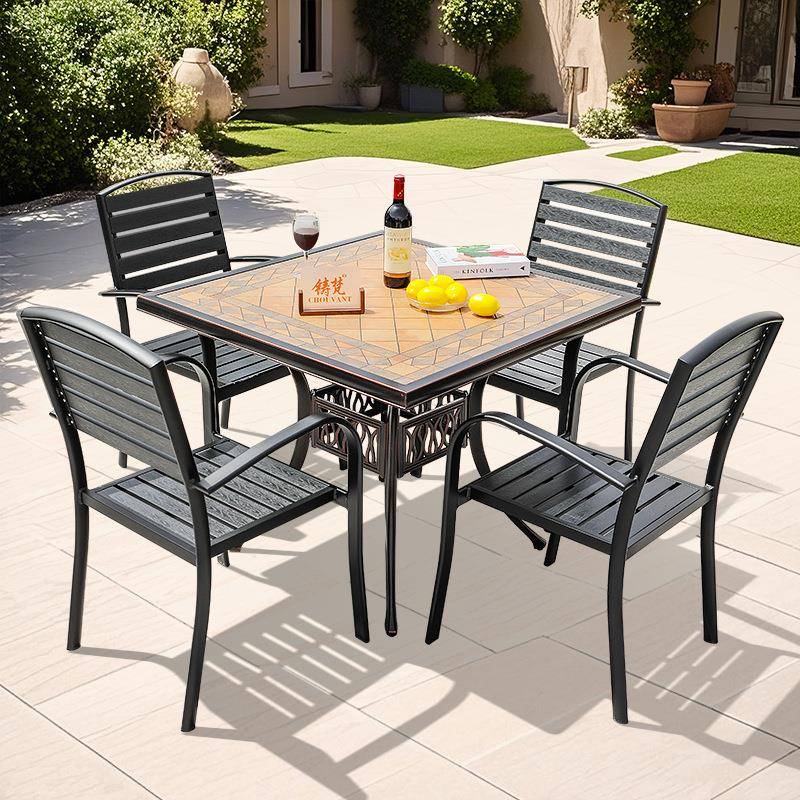 桌户外瓷砖台塑木022桌椅程组合庭院夜市步行街景区工民宿耐晒家