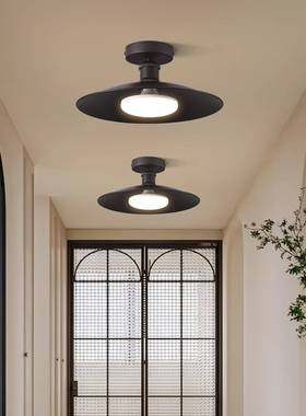 走廊过道吸顶灯中古风创意飞碟玄关阳台厨房LED护眼中山灯具125L