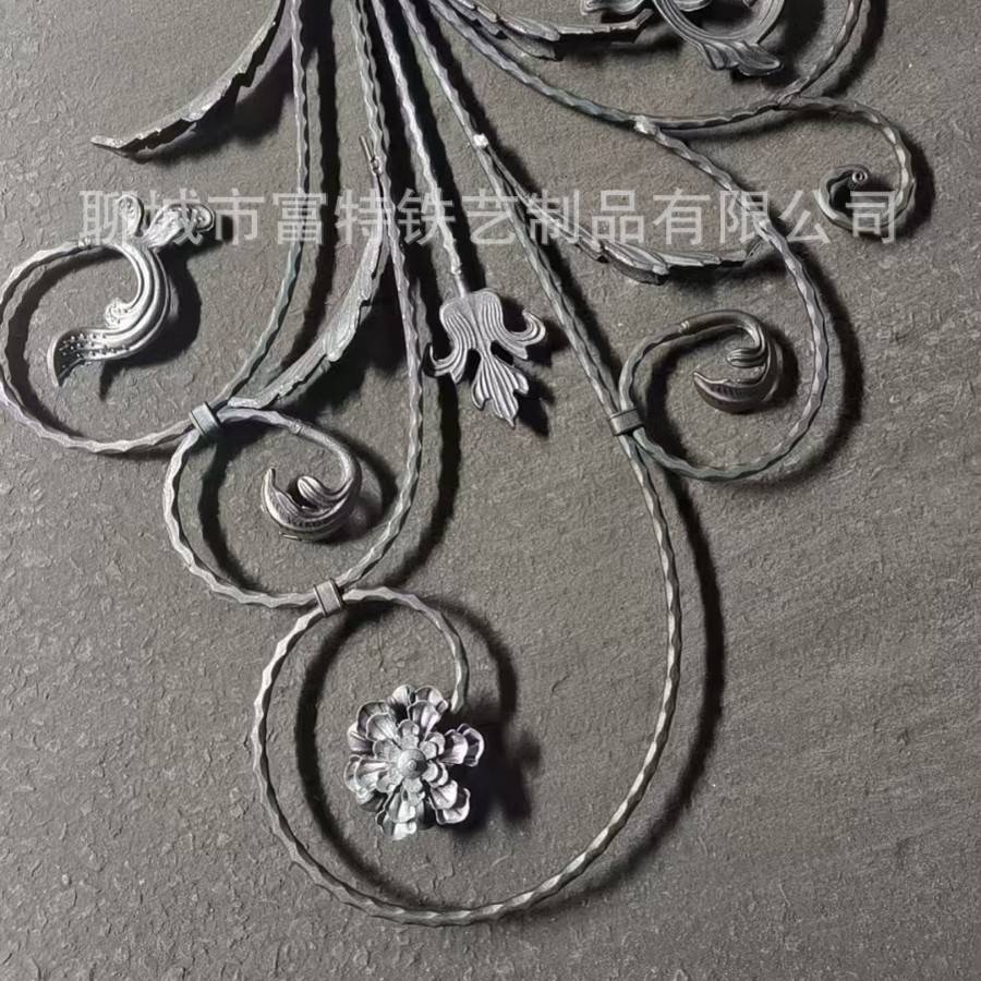 锻打铁艺配件 一把花 蝴蝶花 欧式楼梯装饰组合花 阳台护栏配件