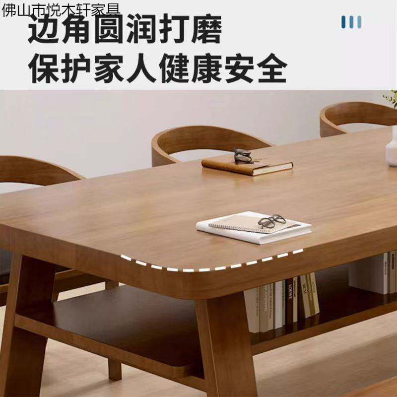 双层实木大长桌客厅双人学习桌子现代简约家用电脑桌阅读桌工作台