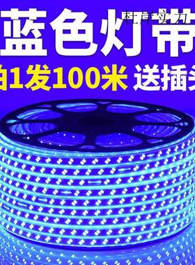 220V蓝色灯条超高亮天花吊顶KTV招牌灯箱装饰长条灯蓝光LED灯带