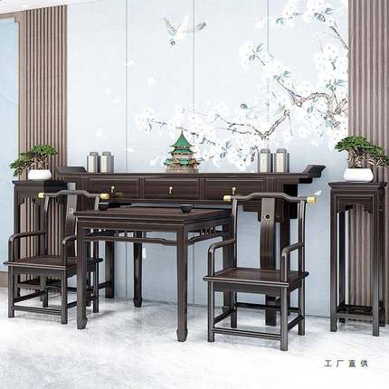 中堂六件套全实木条案堂屋供奉桌佛台简约翘头桌神台八仙桌