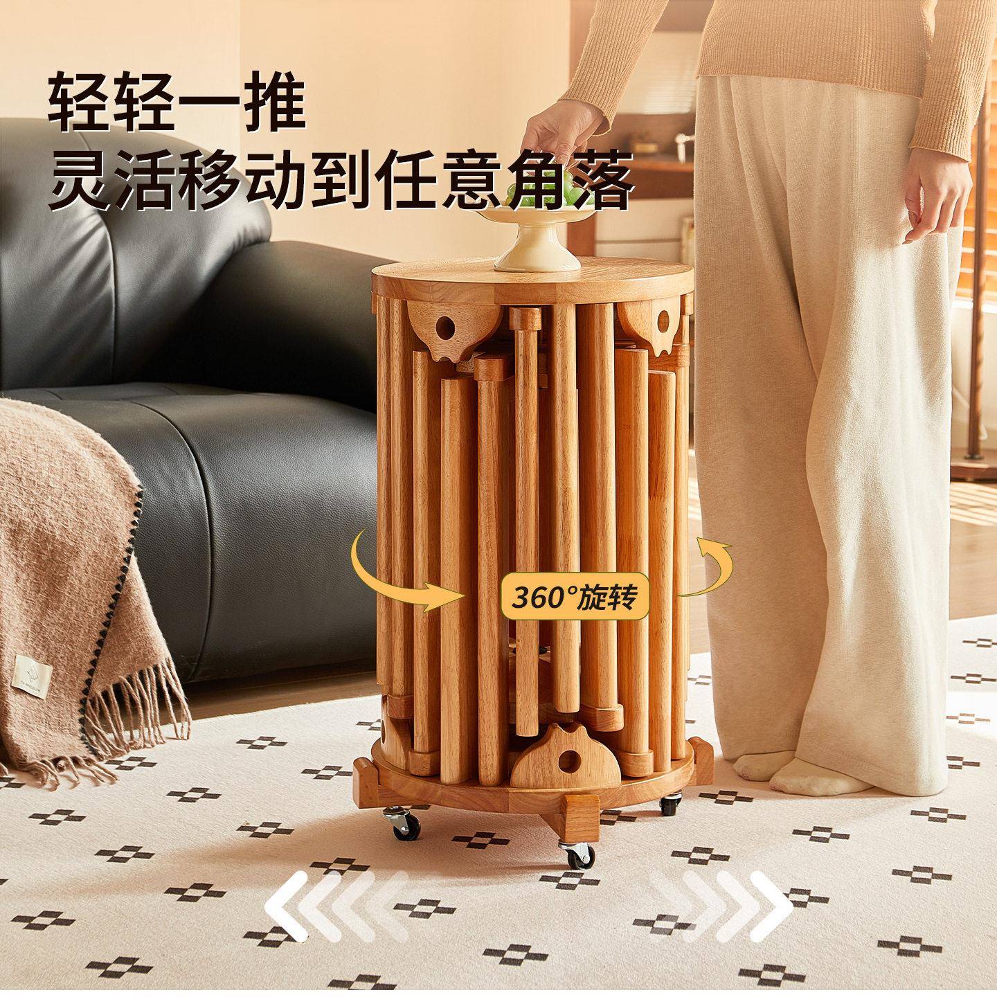 待实可叠放组合凳子叠叠乐几圆凳餐桌客备用凳183茶带滑轮折叠椅