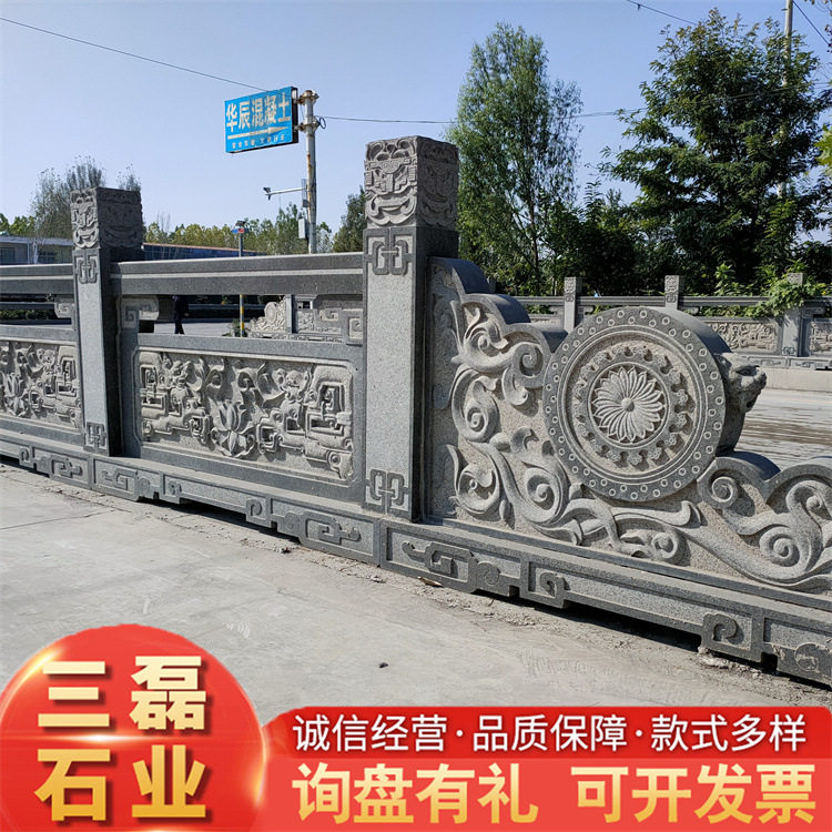 石栏杆桥栏板镂空雕刻桥面河道大理石防护栏坚固耐用花岗岩石栏杆