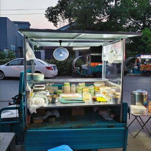 冰粉烧烤多功能移动三轮车遮阳架子小吃户外电动摆摊夜市流动餐车